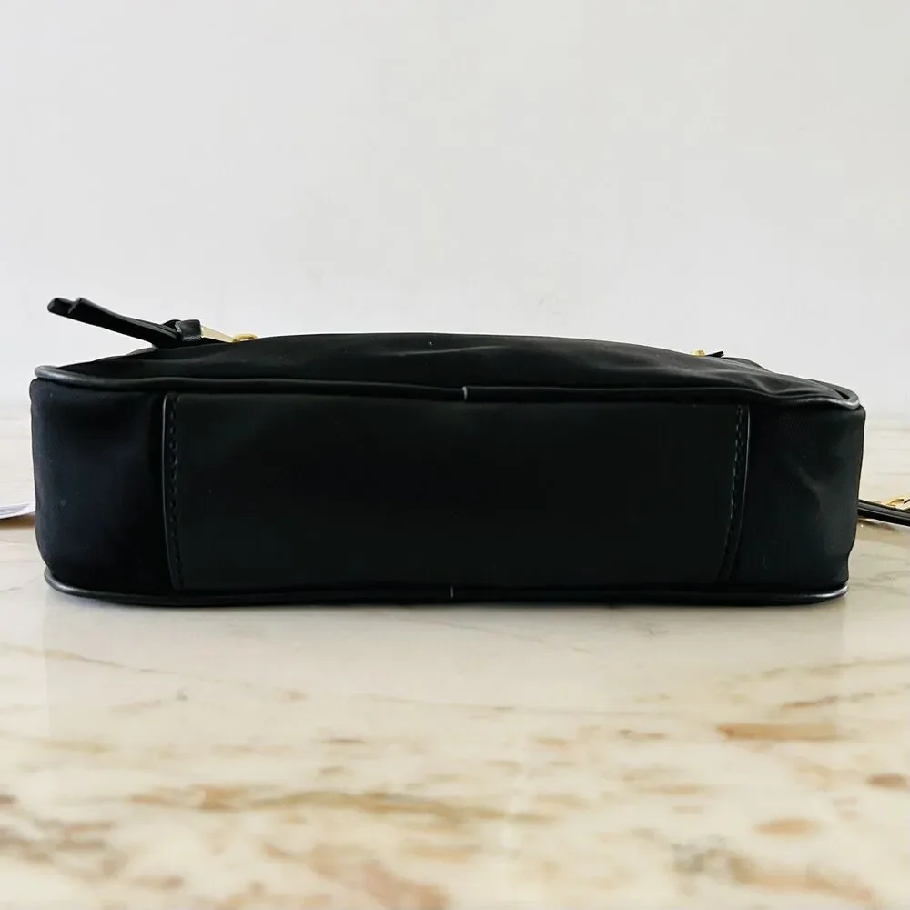 MICHAEL KORS Polly Black Nylon East West Zip Chain Crossbody Bag